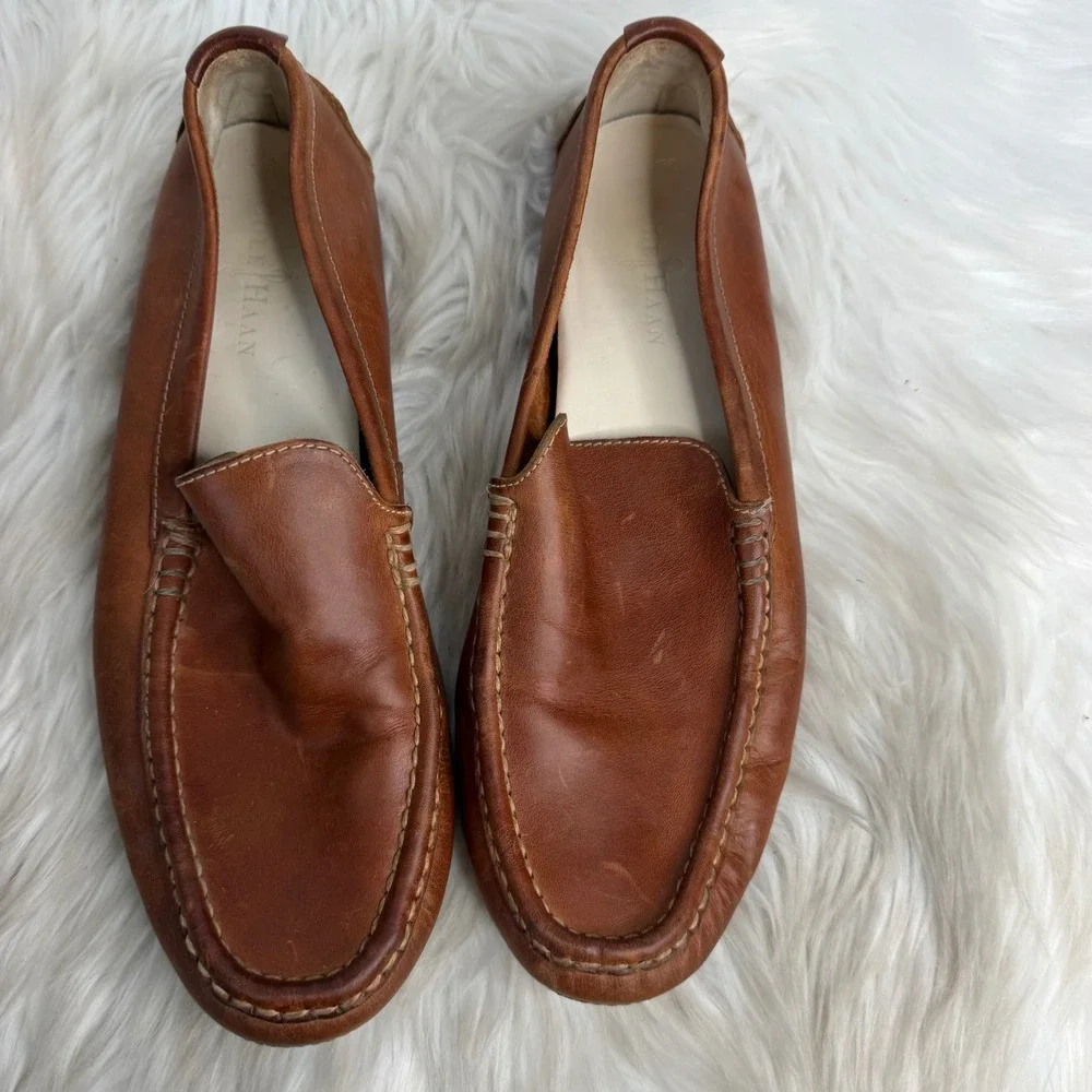 Cole Haan Mens Gunnison Driver Tan Leather Loafers C11401 Size 11M